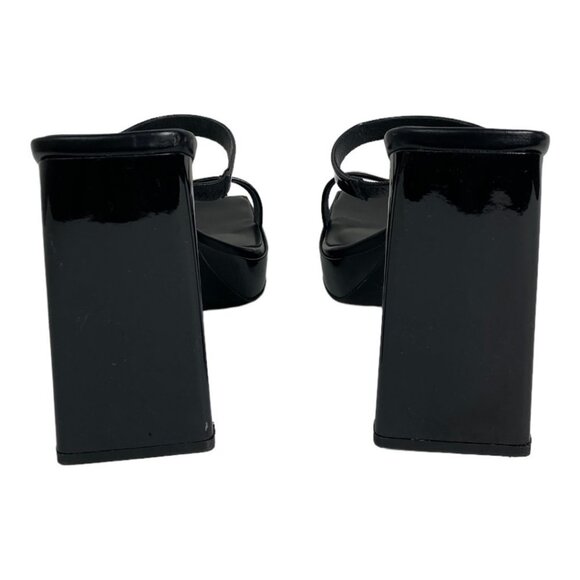 Jeffrey Campbell Hustler Platform Sandals Black Size 9.5 Square Toe Shoes Patent - Picture 8 of 13